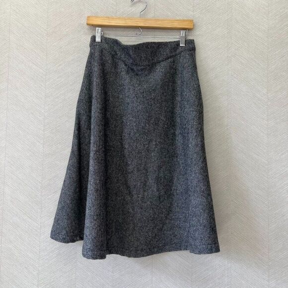 Vintage Modcloth Lined Pockets Heather Gray A-Line Tweed Midi Skirt Womens L - Picture 8 of 11